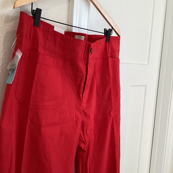 Anthropologie COLETTE Cropped Wide-Leg Pants Maeve Magic Fabric 16W Red NWT - Picture 6 of 15